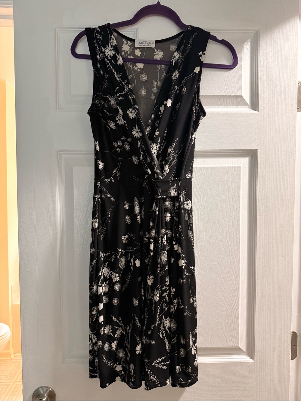 Kaileigh Black & White Floral Wrap Dress